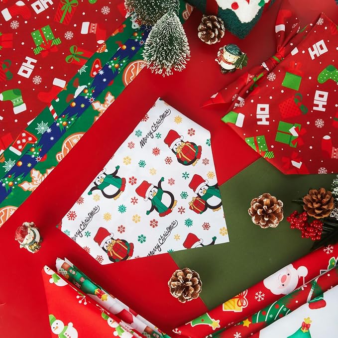 Abbylike 50 Pieces Christmas Dog Bandanas Bulk Xmas Bandanas for Dogs Triangle Kerchief Bibs Scarf Set for Christmas Pet Costume Accessories Decoration (19.7 x 13.8 x 13.8'')