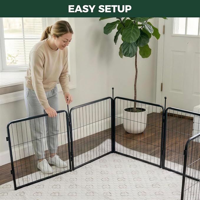 FXW Rollick Dog Playpen with Washable Pee Pad, 24"H, 8 Panels | Heavy-Duty & Easy setup Play Area, Super Absorbent Pad for Easy Cleanup, For Puppies & Small Dogs, Patented