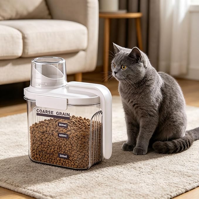 Sanitary Pet Bin with Sealed Cover and Break Design Good for Busy Households Portable Pet Food Carrier