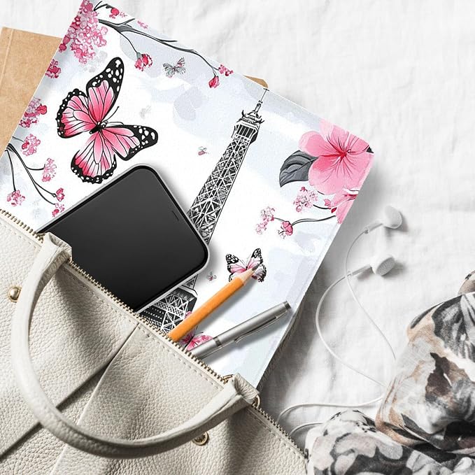 for Microsoft Surface Pro X/Pro X Plus-13 2019/2020/2021/2024 Tablet Case,Auto Wake/Sleep,Adjustable Stand Protective Cover - Eiffel Tower Sakura Butterfly