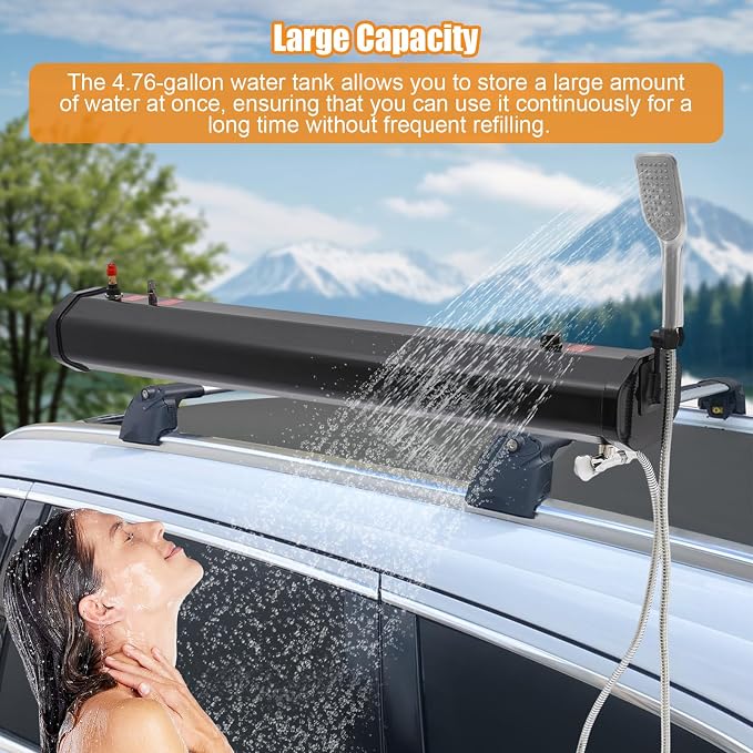 4.76 Gallon Upgraded Pressurized Water Tank for Camping Shower, Off Road Shower for Overlanding Portable Water Storage Mount on Bumper,Roof Rack Mount for Vehicles,Trucks,SUV