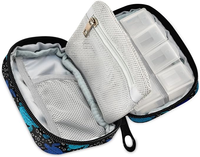 Pill Case 7 Day Pill Organizer Turtles Ocean Cute Travel Pill Case Portable Weekly Pill Box Bag Container Vitamin Supplement Holder with Zipper for Family Business