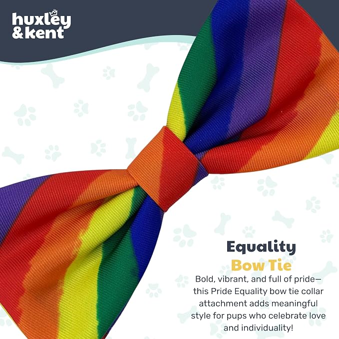 Huxley & Kent Pet Bow Tie for Dogs & Cats, Equality, Large/XLarge | Hook & Loop Attaches to Any Collar, Soft Polyester, Lightweight & Machine Washable, Perfect for Holidays & Photos