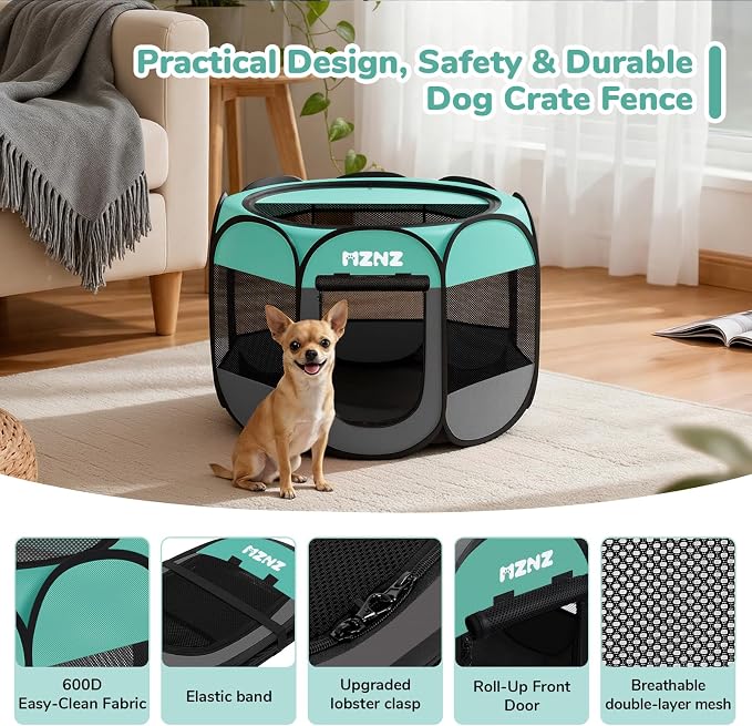 Dog Cat Small Animal Puppy Playpen Crate, Small, Blue | Portable Pop Up Pet Cage Enclosure Tent Kennel Indoor Outdoor with Carrying Case, No Assembly, Camping Use