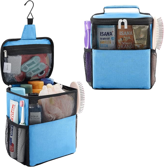 Lifewit Mesh Shower Caddy Bag Portable for College Dorm Room Essentials, Hanging Organizer Basket, Quick Dry Tote Bag for Camping, Bathroom, Beach, Travel, Medium, Blue | Portable, Quick Dry, College Dorm Room Essentials, Tote Bag for Toiletry, Bathroo...