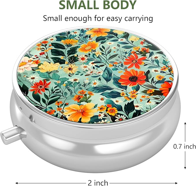 Pill Box, Small Pill Case for Purse & Pocket, Travel Medicine Organizer | Cute Travel Medicine Organizer, Portable Medicine Container Holder to Hold Vitamins, Medication, Fish Oil & Supplement