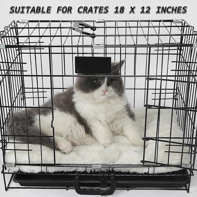 Pet Bed Extra Small 12 x 18 for Crate or Cage Fits Tiny Dogs And Indoor Cats With Rabbit,Washable XS Puppy Crate Bed Comfy Kennel Pad Anti-Slip Doggy Sleeping Mat Cushion for Mini Small Breeds,Cream