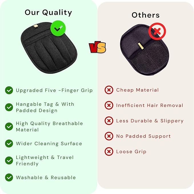 Wolfster 2 Pack Pet Hair Removal Glove, Reusable Dog & Cat Hair Remover Mitt, Electrostatic Fur Remover for Furniture, Couch, Car, Carpet, Lint Roller Alternative Grooming Glove