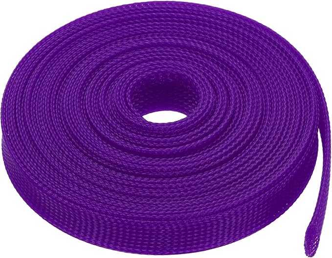 Heyiarbeit 10m/32.8ft PET Expandable Braid Cable Sleeving Flexible Wire Mesh Sleeve Purple 10mm