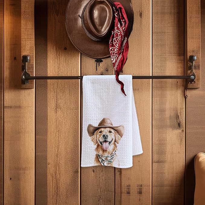 Cabana Bro Golden Retriever Gifts Kitchen Towels, Golden Retriever Gifts for Women Men Decorative Hand Towels for Bathroom, Funny Western Cowboy Goldy Dish Tea Towels for Kitchen, 16x24 Inch