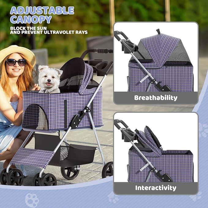 Magshion 3-in-1 Foldable Pet Stroller for Small to Medium Dogs and Cats | Dog Travel Jogger with Detachable Carrier, Cup Holder & Storage Basket, For Small/Medium Dogs & Cats Up to 33 lbs