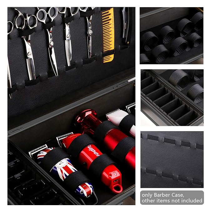 CNCEST Beauty Salon Barber Case,Hair Stylist Tool Kits Organizer,Professional Barber Travel Carry Case for Hair Scissors Tools Hair Stylist Pet Groome,Barber Carrying Case with Code Lock