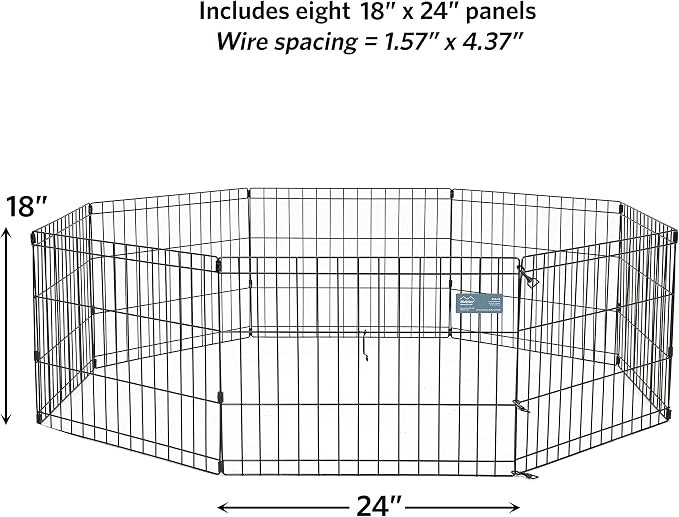 MidWest 18-Inch Exercise Pen, No Door, 16 Sq Ft Play Area | for Indoor and Outdoor Use, No Door Design for Maximum Security, Easy to Set Up, Foldable Playpen