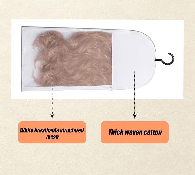 100% Cotton 133 Thread Count Wig Storage Bag, 6 Pack, White, 24 x 11.4 In | Breathable, Washable, Dustproof Mesh Bag for Hair Extensions, Travel & Household Storage