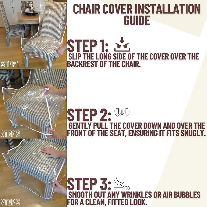 Evelots 6-Pack Clear PVC Dining Chair Covers, Spill-Resistant Protectors | Heavy-duty clear vinyl helps protect kitchen chairs from dust, spills, pet hair and claws; wipes clean with a damp cloth.