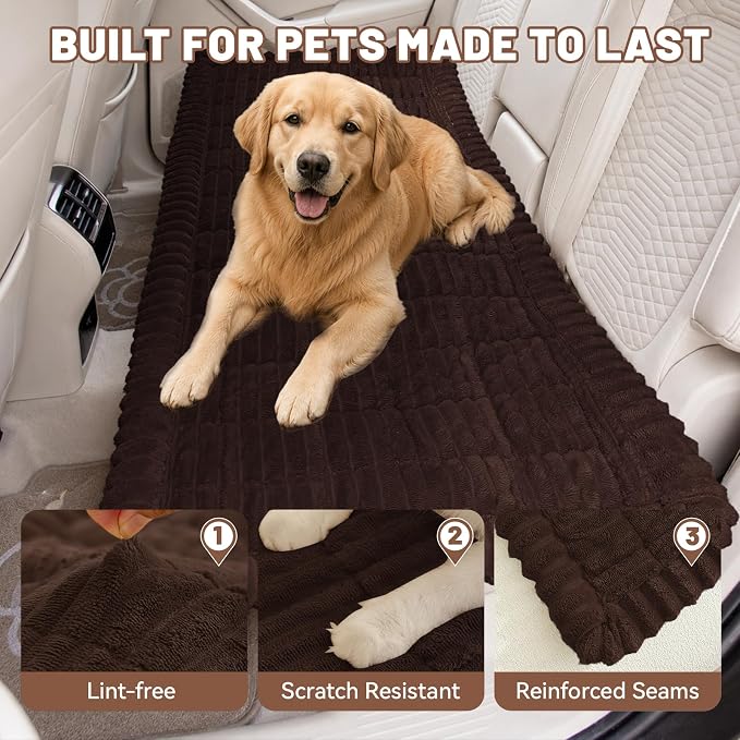 Dog Bed for Car Back Seat, Waterproof Dog Blanket for Car, Dark Brown | Dog Bed for Car, Back Seat Dog Bed, Washable & Non-Slip Travel Pet Mat for For the Back Seat and Trunk, Fits Car, Truck & SUV
