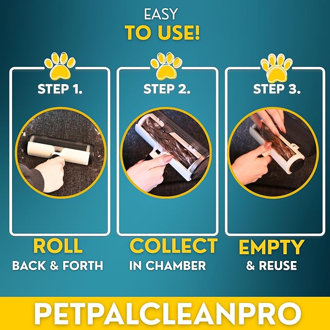 Premium Pet Hair Remover for Couch, Furniture & Car | Reuseable Strong Self-Cleaning Lint Roller | Modern Black & White Design– PetPalCleanPro