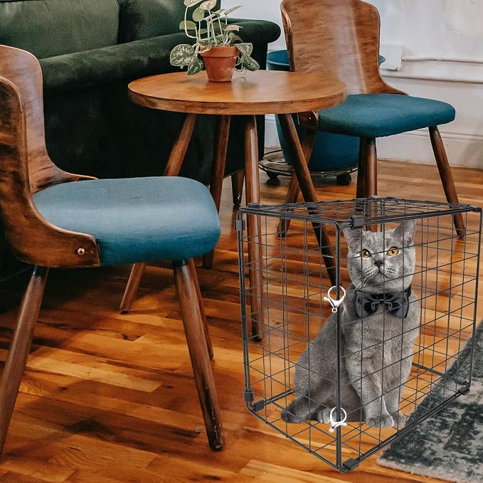 DOITOOL Foldable Iron Cat Cage for Pets Under 3kg with Rust-Proof Design, Portable Car and Domestic Environment Pet Cage for Cats, Lightweight and Sturdy