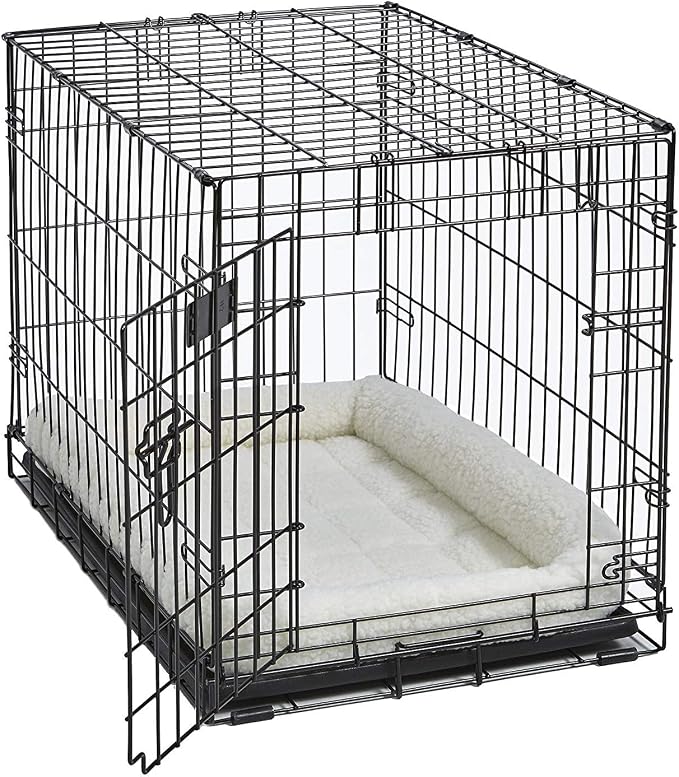 MidWest Homes for Pets QuietTime Dog Bed - White Fleece Bolster, Ultra-Soft and Machine Washable, Fits 30-Inch Crates and Carriers, for Medium Breed Dogs