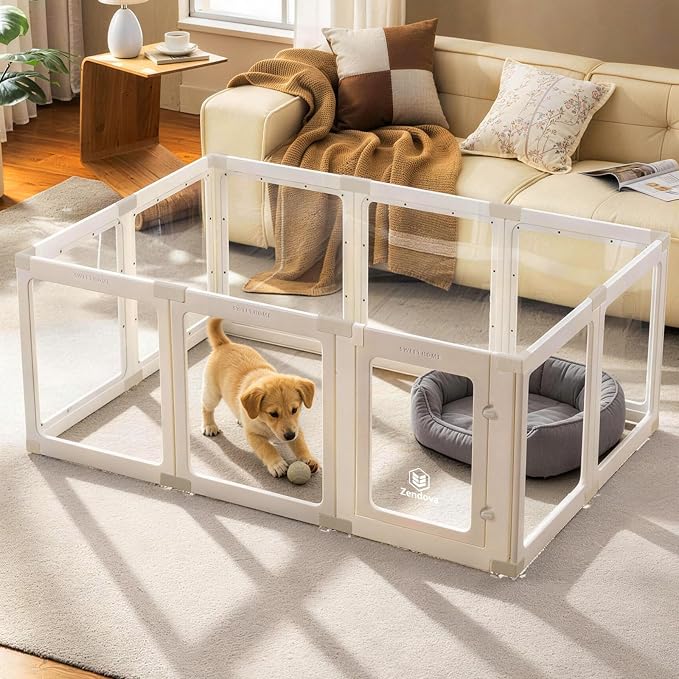 Khaki Buckles Only for Zendova Acrylic Dog Playpen Indoor | DIY Kit Expansion Buckles, Easy Assemble, Durable Replacement Parts for This Set Only, 2 Buckles & 2 Connectors & 2 T-Buckles