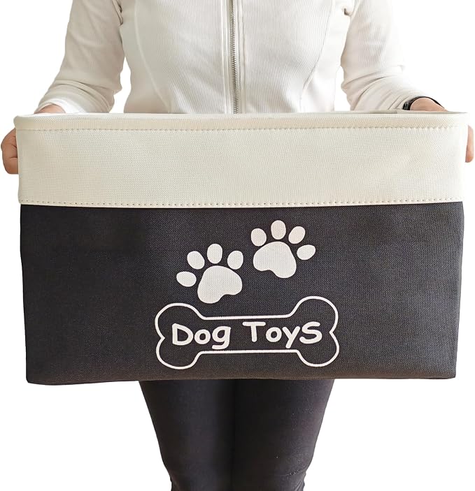 Large Dog Toy Basket Foldable Dog Toy Box Dog Toy Bin for Dog Chew Toys Accessories