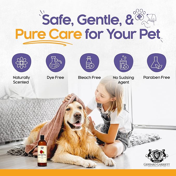 Dog Shampoo and Conditioner Balancing Rose 16 Fl Oz Dog Shampoo Itchy Skin Relief, Aromatherapy Natural Dog Shampoo for Smelly Dogs with Aloe Vera, Rose & Oatmeal Shampoo for Dogs by Gerrard Larriett