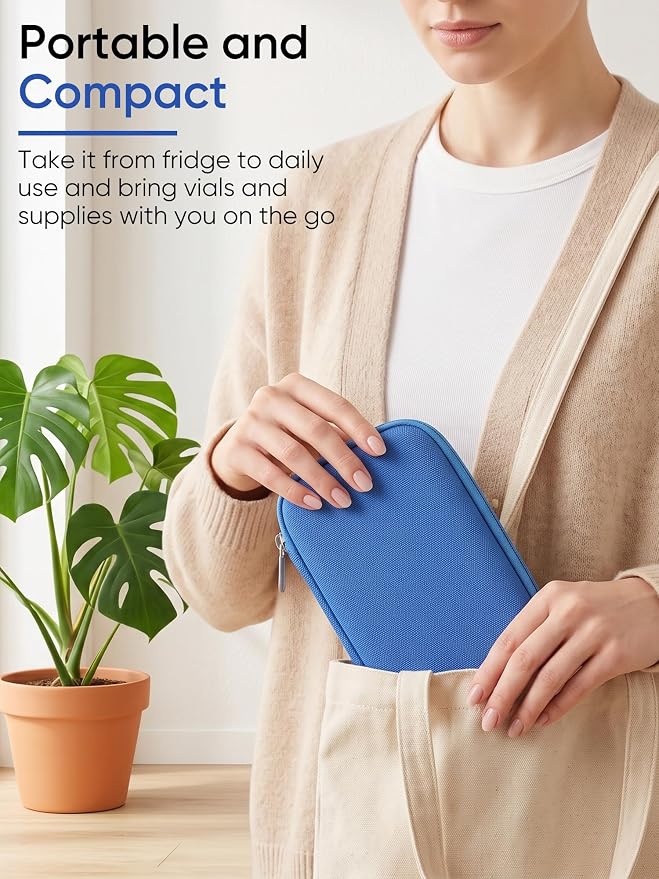 Peptide Case for Fridge | Vial Case for 3ml/30ml, Peptide Vial Storage Blue | Peptide CaseTSA-approved for Flights, Foil-Lined Insulated Case Keep Vials Cool During Travel, Fit for 3ml and 30ml Vials