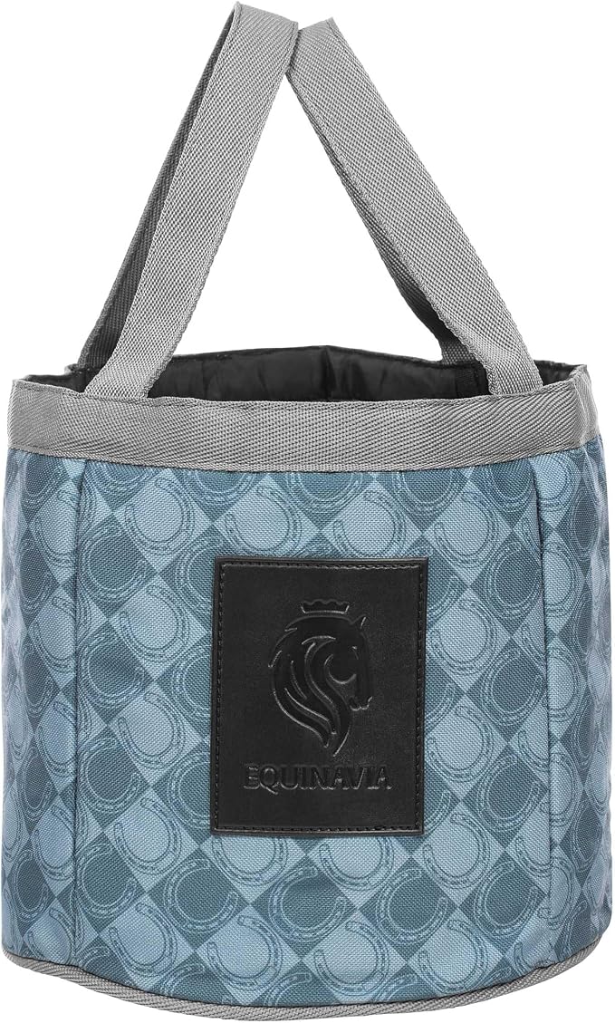 Equinavia Darby Mini Grooming Tote Bag for Horses, Dogs, Cats | Riding Supplies Organizer with 8" x 8" x 8.5" Interior - Dark Grey/Light Grey - One Size
