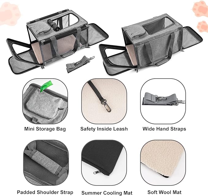 GAPZER Pet Carrier for Large Cats up to 20lbs Soft-Sided Privacy Protection | Pet Crate for Medium to Big Kitten Small Puppy Transport, Washable Dog Cloth Carry Bag Home Outdoor Car Travel, Vet Visits