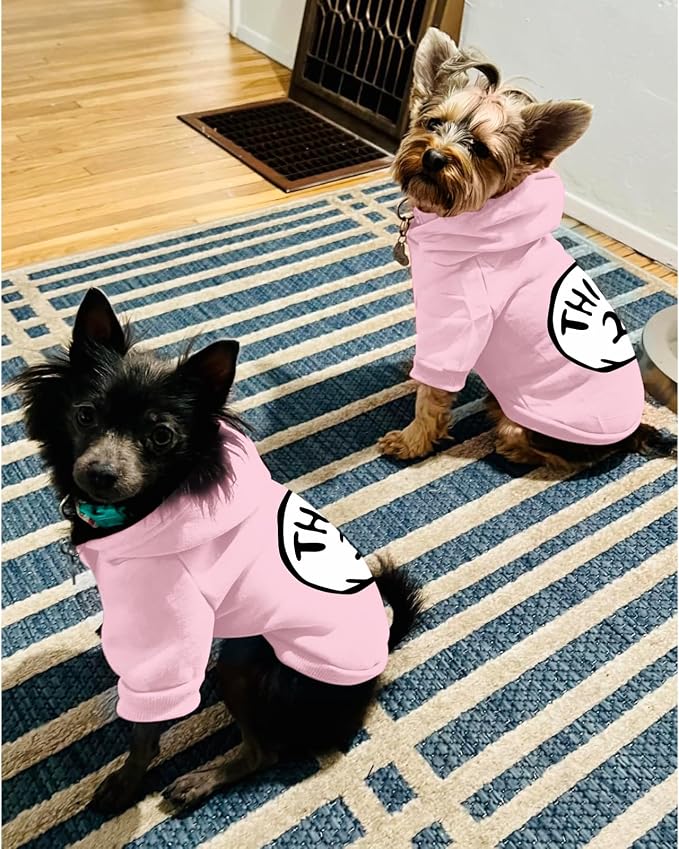 Dog Hoodie Pet Clothes for Small Dogs Thing 2 Printed Hoodies Medium Puppy Hooded Sweatshirt Pullover Outfit(Pink,XL)