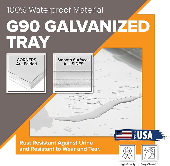 Metal Dog Crate Replacement Tray/Pan, Galvanized, Tray Size 41.0x26.0 in | Chew-proof, crack-proof, rust-resistant. Fits Most Standard 42 in Crates.