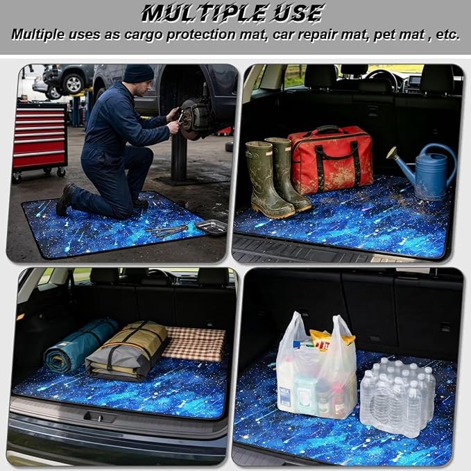 Howilath Blue Meteor Galaxy Trunk Liner Car Trunk Mat Non-Slip Cargo Mat, Universal Fit Rear Trunk Protection Vehicle Interior Accessories for Cars