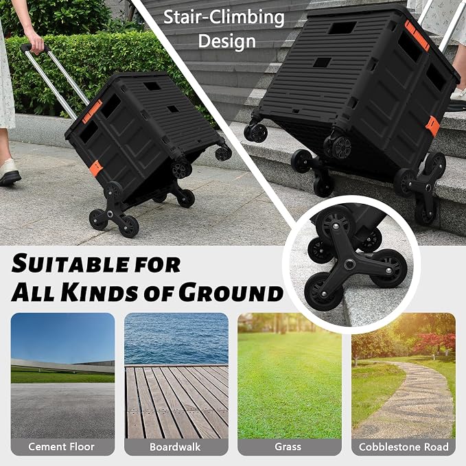 Wheel Replacement Stair Climbing Wheels for Shopping Laundry Cart, Trolley Triangle Shopping Cart Stair Climbing Wheels for BY06C BY10C Foldable cart (2 PCS)