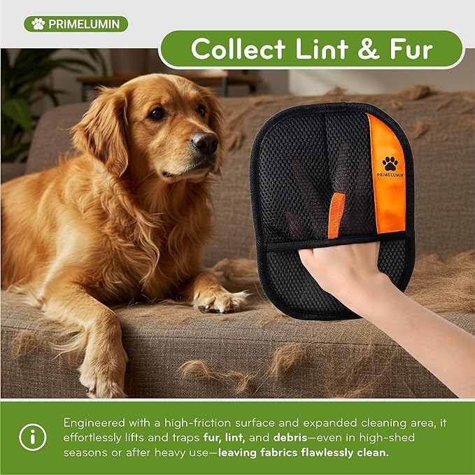 Pet Hair Remover Glove for Dogs & Cats – Redesigned Reusable Electrostatic Fur Remover Mitt for Couch, Furniture, Carpet, Car Seats & Clothes, Fast & Effortless Cleaning