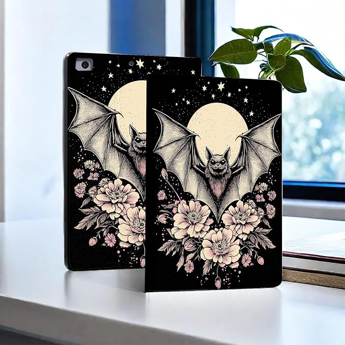 for Microsoft Surface Pro 8-13" 2021 Tablet Case,Auto Wake/Sleep,Adjustable Stand Protective Cover - Bat Moon Floral