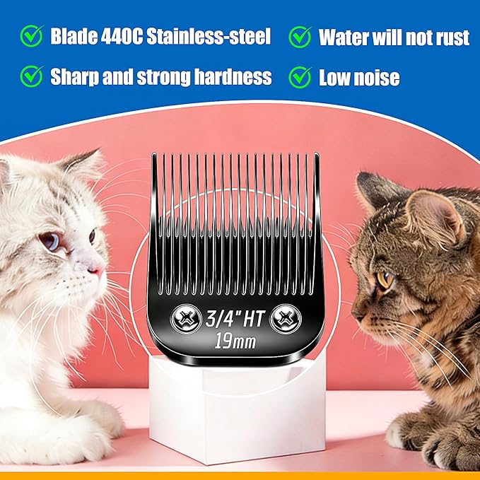 Dog Grooming Replacement Blades Compatible with Andis Dog Clippers,Most OsterA5, Wahl KM Series Pet Clippers for Animal Dog,Cat,Horse (Black-3/4 HT)