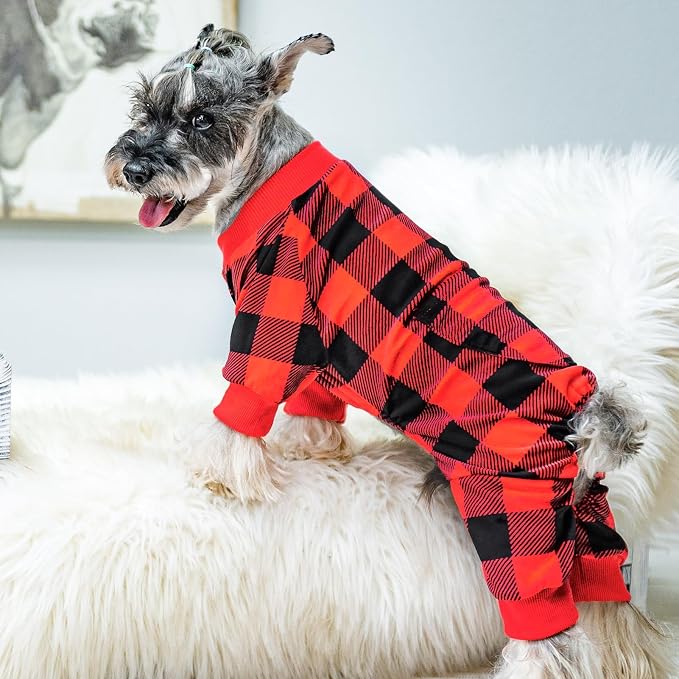 PUPTECK Soft Fleece Dog Pajamas for Small Medium Dogs, Dog Onesie Puppy Sweaters Clothes Jumpsuit Pjs, Cute Jammies Cat Coat Pet Costume Apparel