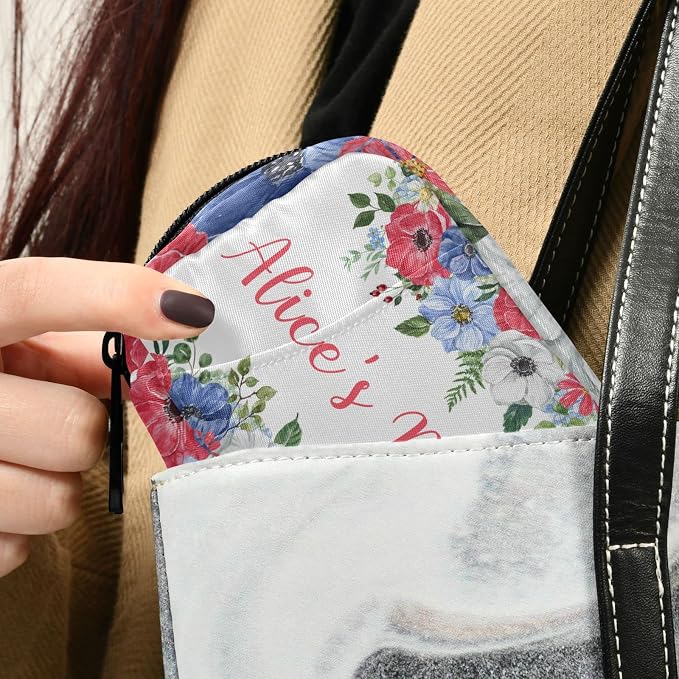 Custom Pill Box 7 Day Pill Case Bag Vintage Watercolor Flowers Personalized Name Travel Pill Organizer Bag with Zipper Portable Weekly Case Compact Size for Vitamin Supplement Holder