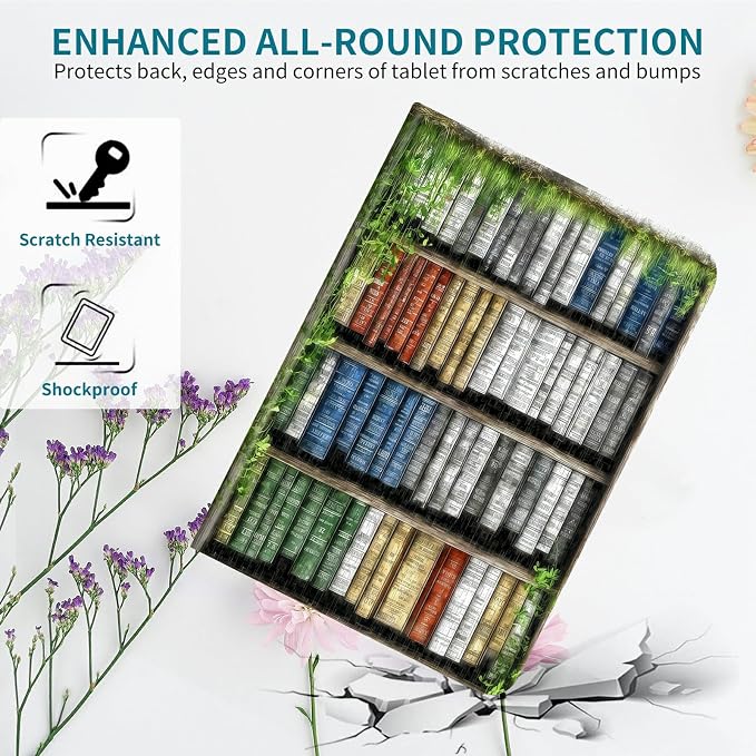 Case for Samsung Galaxy Tab S6 10.5" 2019 SM-T860/T865/T867, 360 Degree Rotating Stand with Multi-Angle Vertical & Horizontal Viewing Shockproof Protective Shell for Women Men, Green Books