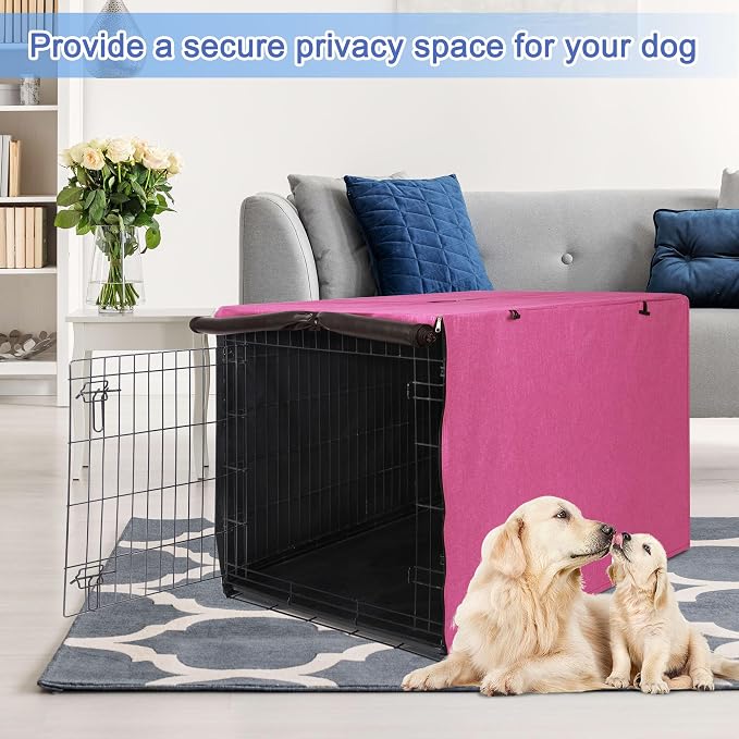 Deblue Dog Crate Cover, Durable Polyester Indoor Pet Kennel Cover | Fit for 1 2 Doors Standard Wire Cage 24.0"L x 18.0"W x 20.0"H Pink