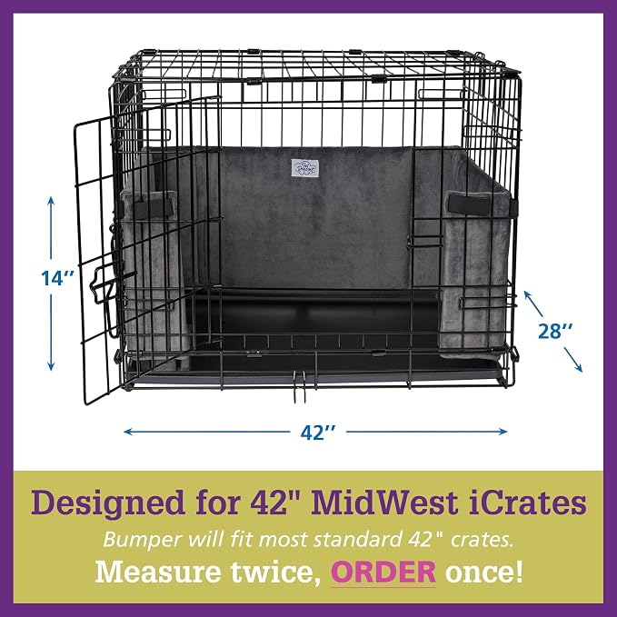 Pet Dreams Dog Crate Bumper - Patented Comfy Liner & Dog Tail Protector for Inside Crate, Fits iCrate Cages 18, 24, 30, 36, 42, 48 Inches (Blue, X-Large, 42")