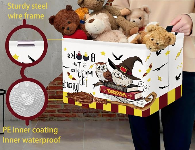 Large Magic Nursery Baby Basket Collapsible Kids Toy Storage Bin Gift Box Room Decor (Brown Owl)