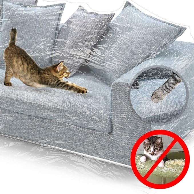 KEBE Clear Thicker Plastic Couch Cover for Pets, Heavy Duty Waterproof Shield Cat Dog Scratch Proof Protector Plastic Cover for Couch, Non-Slip Sofa Slipcover for Storage and Moving