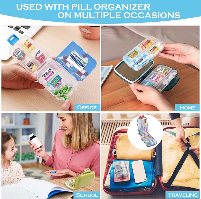 482Pcs Medicine Stickers for Pill Organizers, Pre-Cut Quality Travel Daily Medication Organizer Stickers of Brands, 47 Sheets Pill Box Lables Stickers