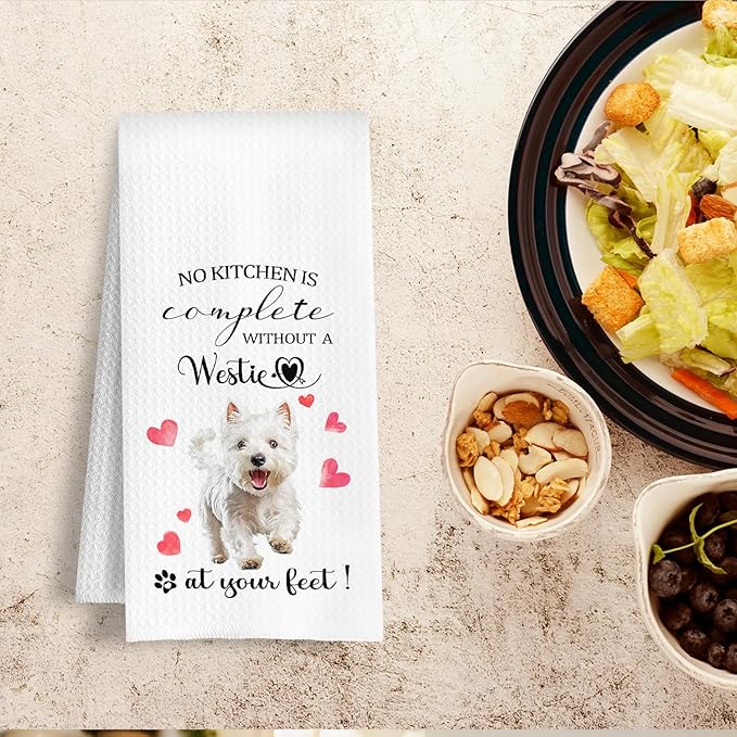 West Highland Terrier Gifts Kitchen Towels, Westie Gifts for Women Men Dish Tea Towels, Gift for Dog Lovers Owners Decorative Hand Towel for Kitchen, 16x24 Inch