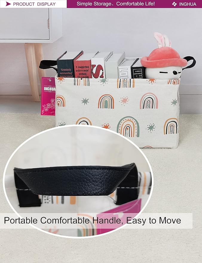 Rectangular Rainbow Storage Basket | Gifts Bag Books,Clothes,Gifts,Pets-Perfect for Home,Office,Nursery,Dorm,Shelf