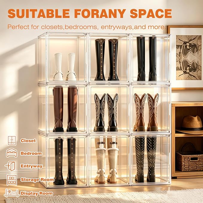 Extra Large Clear Storage Box for Cowboy Boots,Helmets,Large Handbag | For western style boots, motorcycle helmets, handbags, collectibles & seasonal storage while keeping everything organized