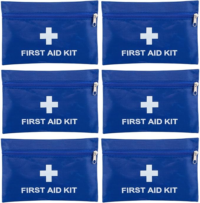 6 Pack Empty First Aid Kit Bag, Small First Aid Pouch Bulk, Water Resistant Travel Medical Organizer, Mini Emergency Supply Storage for Home, Car, Office, Camping, Outdoors (Blue, 20X14cm, Bag Only)