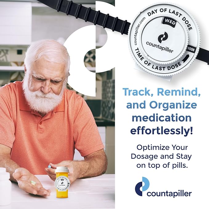 Dosage Time Tracker - Medication Intake Management - Medication Organizer Reminder - AM/PM - Dosage Reminder in Daily and Hourly - Pill Tracker - Made in Texas (White)
