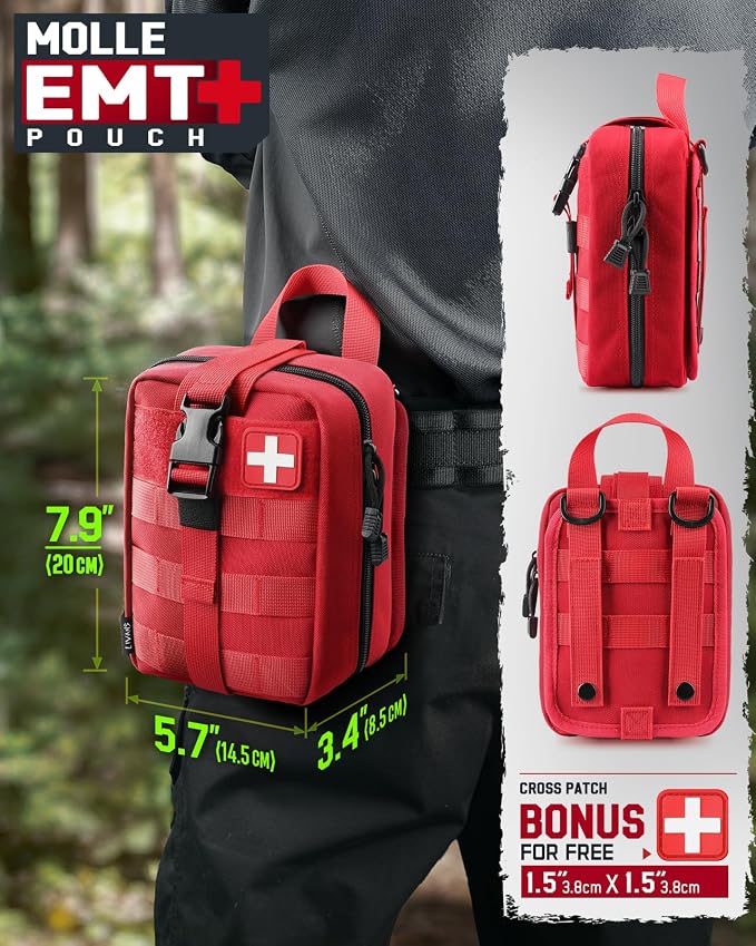LIVANS 1000D First Aid Bag Empty, Medical Ifak Pouch for Emergency & EMT | Molle Compatible, Rip-Away & Quick-Release Design, Versatile for Tactical, Camping, Hiking and Travel